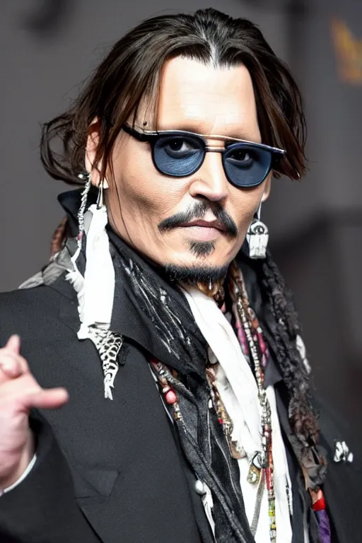 Image similar to Johnny Depp dressed as a calaca, portrait, wide angle