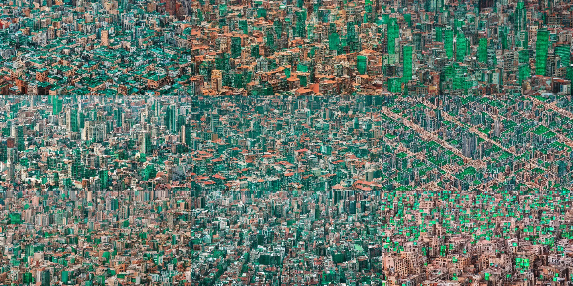 Prompt: photograph of a city with buildings of emeralds with very intricate details
