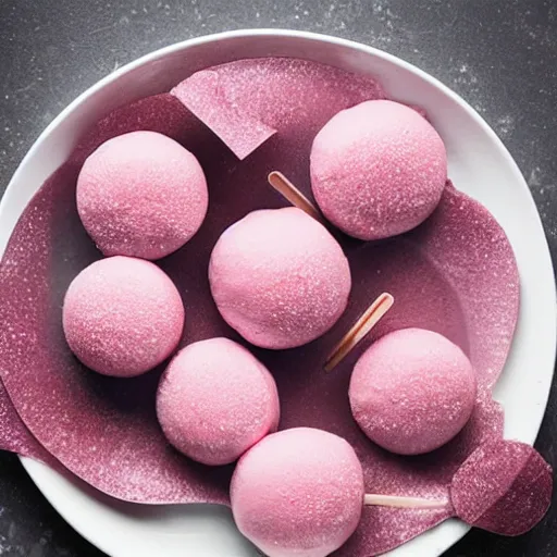 Image similar to bubble shaped powdered turkish delight lollies award winning food photography