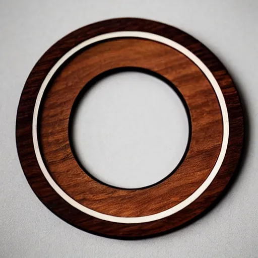 Image similar to lens aperture blades made of walnut wood. minimal. dramatic lighting.