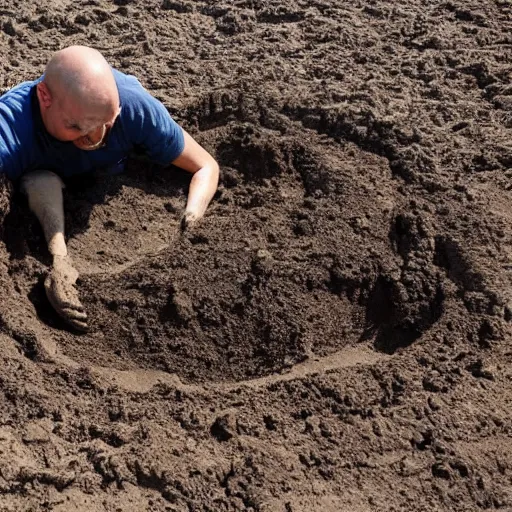 Image similar to a guy digging a hole and having a lot of fun