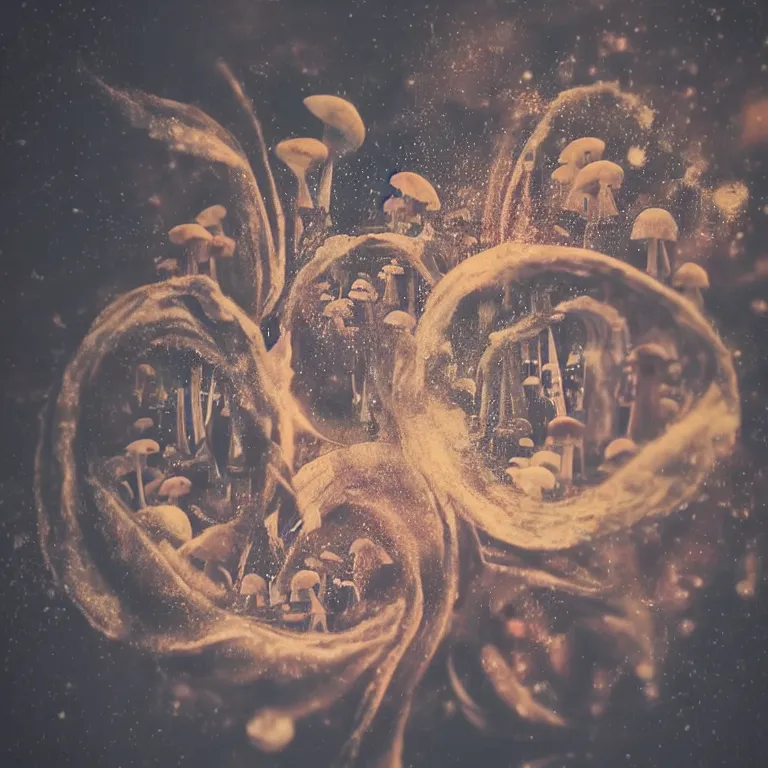 Image similar to double exposure of dally life, symbols of live, explosion, love is the most relevant theme, love is infinity, love is begin of all, 8 k resolution, artistic mode, artistic, trending on instagram, long exposure, love art, serious, fantasy and dreams vibes, mushrooms style and macro style