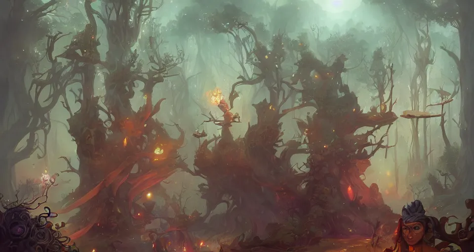 Image similar to Enchanted and magic forest, by Peter Mohrbacher