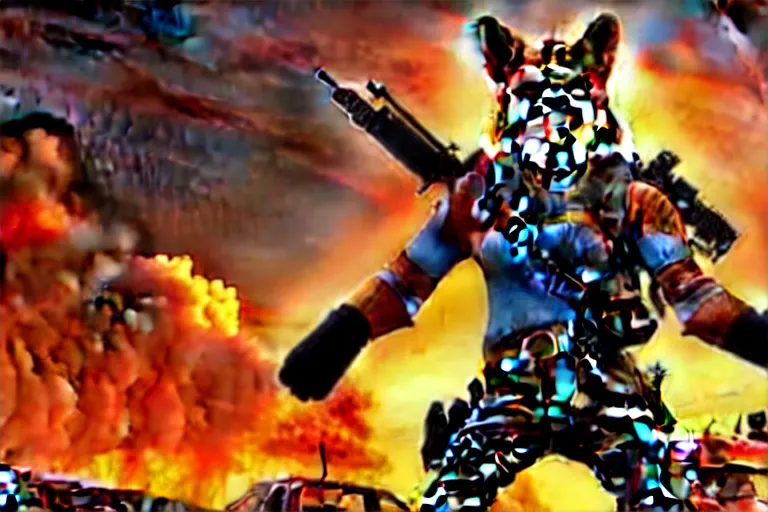 Image similar to nick wilde, heavily armed and armored facing down armageddon in a dark and gritty reboot from the makers of mad max : fury road : witness me