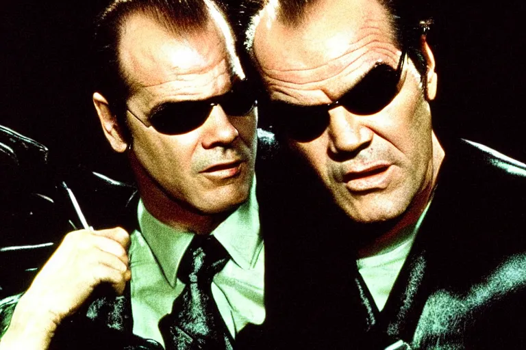 Image similar to Jack Nicholson as neo in the matrix