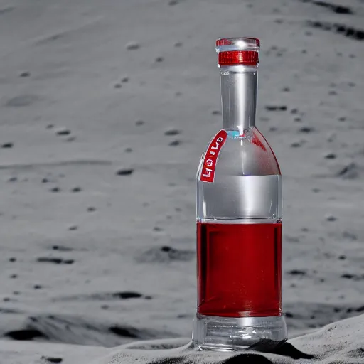 Image similar to A Vodka Bottle on the Moon, 8K, Ultra Detailed, Very Impressive, smooth and sharp focus