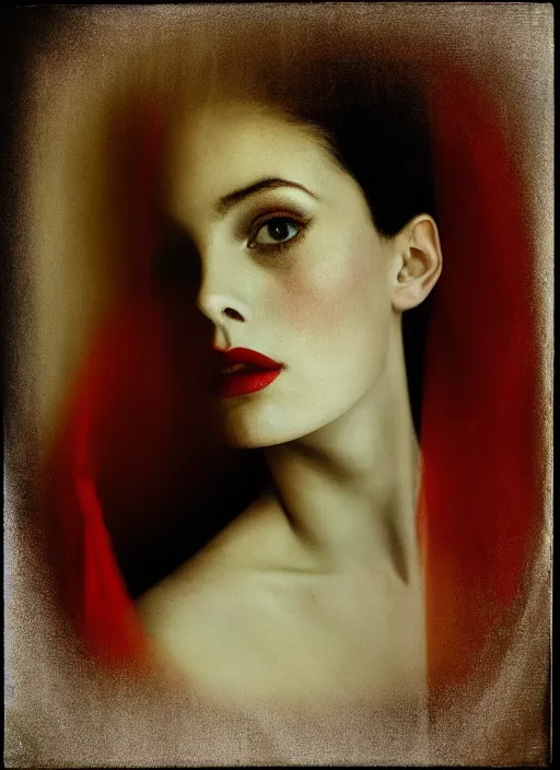 Image similar to close - up portrait of beautyful girl, fine art photo portrait by sarah moon,