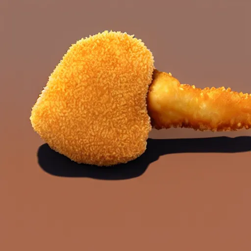 Prompt: photorealistic mcdonalds chicken nugget with tail