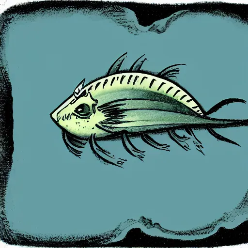 Image similar to side view illustration of an alien fish