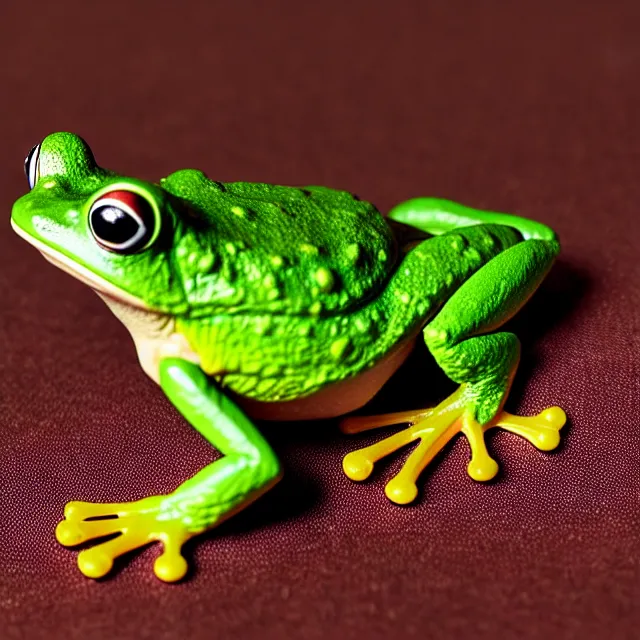 Prompt: A breyer figurine of a frog, toy photography