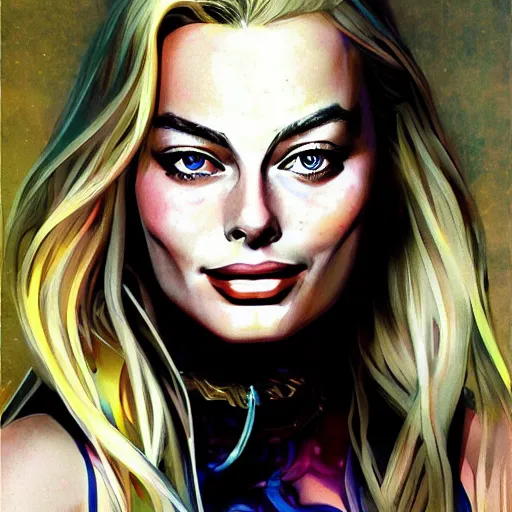 Prompt: a portrait of margot robbie, anime art style, highly detailed