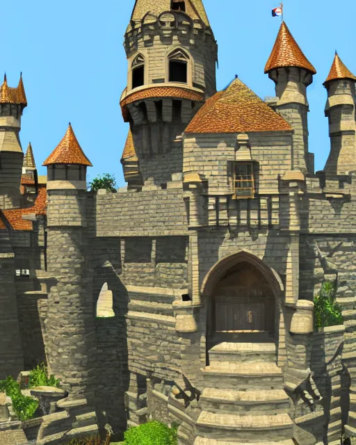 Image similar to give me a most beautiful castle 3 d render