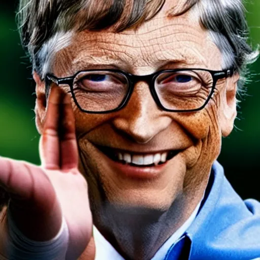 Image similar to a photo of Bill Gates with insects running all over his face, Bill Gates is in love with them