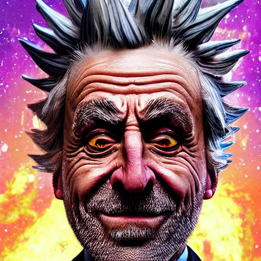 Image similar to 2 0 7 0 rick sanchez portrait in the alien dimension : : photorealistic sci - fi detailed intricate face details ultradetailed ultra - realistic by hieronymus bosch