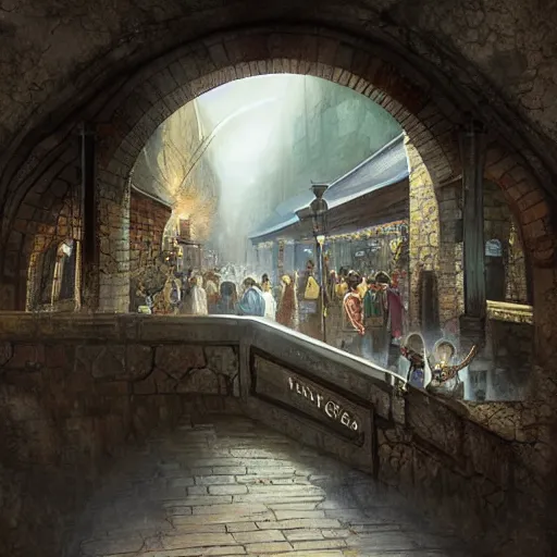 Image similar to Subway in Kings Landing, fantasy, epic detail, sharp, photorealistic, atmospheric,