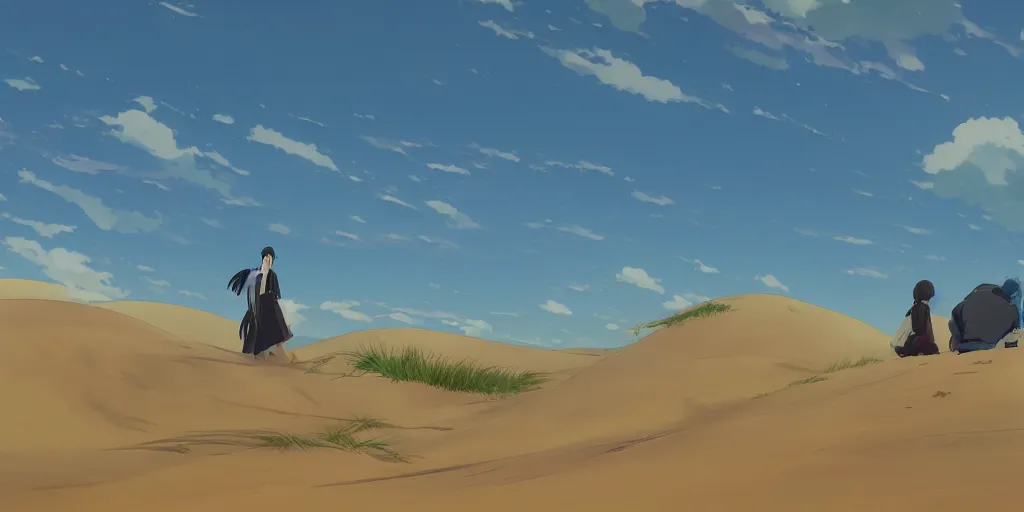 Prompt: sand dunes by makoto shinkai