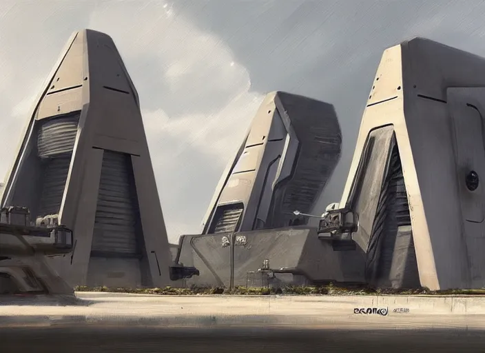 Prompt: concept art of spacex big brutalist base, oil painting by jama jurabaev, extremely detailed, brush hard, artstation, for aaa game, high quality