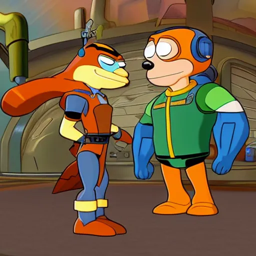 Prompt: Ratchet and clank in the family guy universe