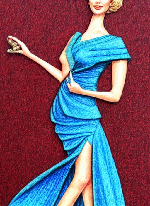 Prompt: richly detailed colored pencil 3 d illustration intricate classy 8 0 s actress dress pretty highly detailed smooth sharp focus award - winning masterpiece