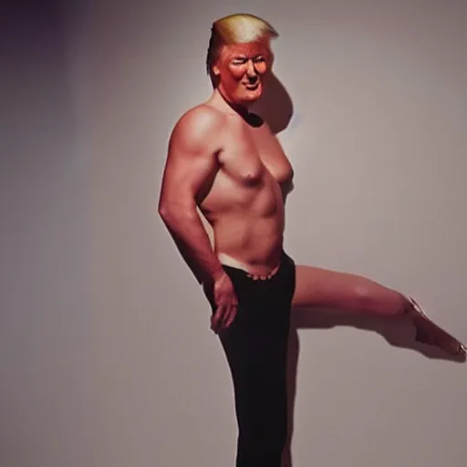 Prompt: hyper realistic photo of donald trump as a playboy model, proportional body