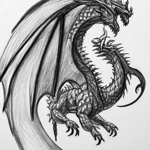 Image similar to pencil sketch of a dragon