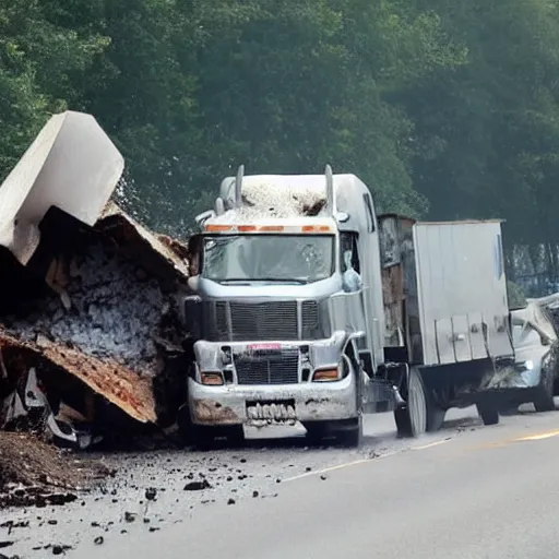 Image similar to a truck with a wedge demolishing everything on road