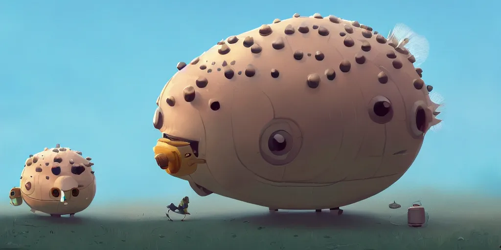 Prompt: puffer fish by Goro Fujita and Simon Stalenhag , 8k, trending on artstation, hyper detailed, cinematic