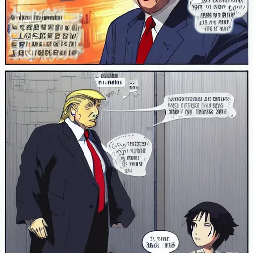 Prompt: donald trump in ghost in the shell, anime, cyberpunk