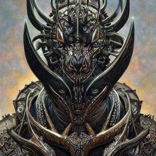 Image similar to The black dragon mask, art by Donato Giancola and James Gurney, digital art, trending on artstation