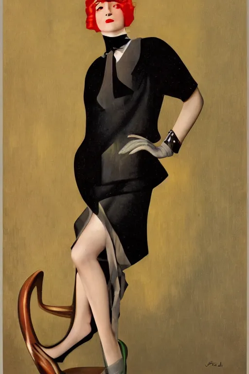 Image similar to a oil painting depicting a Jazz Age high society figure, 1920s style, smooth, highly detailed, high contrast, Coles Phillips, Dean Cornwell, JC Leyendecker, 8K