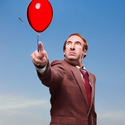 Image similar to saul goodman throwing dart at red ballon, stock photo