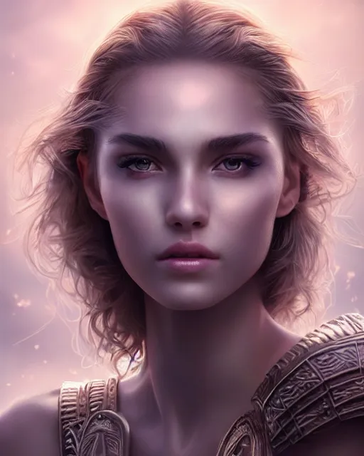 Image similar to a beautiful warrior woman, photo, ultra detail, photoreal, professionally retouched, soft moonlight lighting, shiny plastic armor, realistic, smooth face, goddess, luscious lips, perfect eyes, wide angle, sharp focus on eyes, 8 k high definition, insanely detailed, intricate, elegant, art by artgerm and wlop