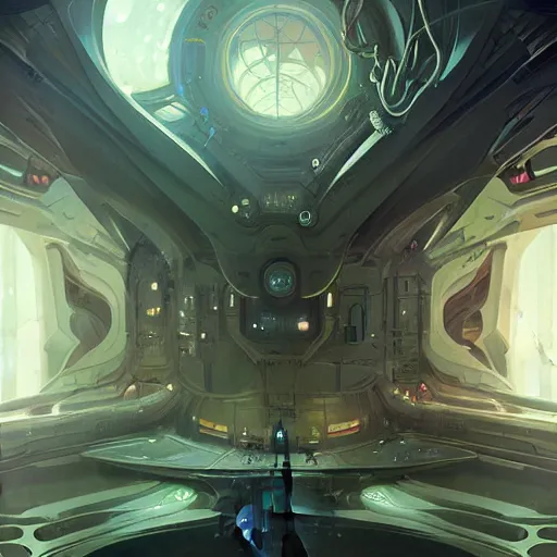 Image similar to Eldritch, lovecraftian space-station, intricate, cinematic lighting, highly detailed, digital painting, artstation, concept art, smooth, sharp focus, illustration, art by Artgerm and Greg Rutkowski and Alphonse Mucha