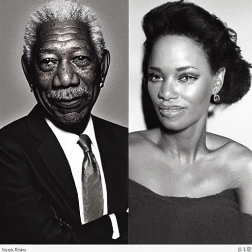 Image similar to lina morgan and morgan freeman mix