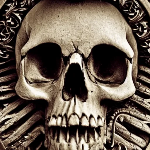 Image similar to a award winning stunning photograph of a skull with eyeballs and ornate carvings