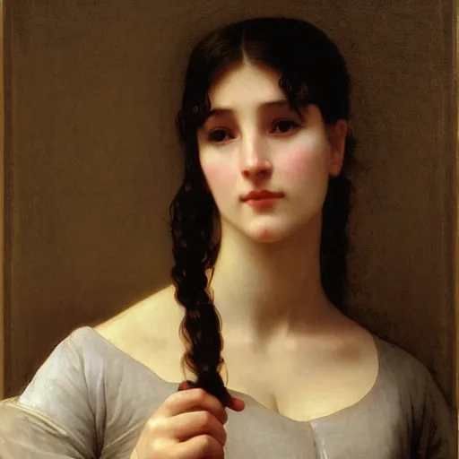 Image similar to portrait of a female android by william bouguereau