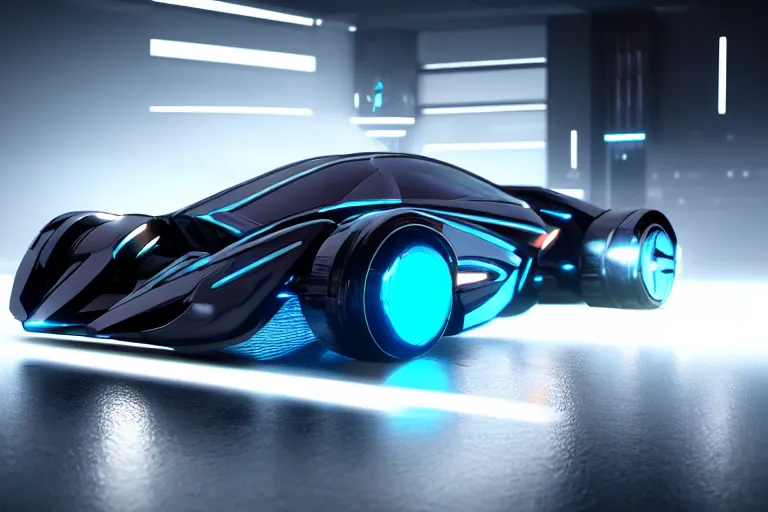 Prompt: cyberpunk tron concept inspired car, futuristic look, highly detailed body, very expensive, photorealistic camera shot, bright studio setting, studio lighting, crisp quality and light reflections, unreal engine 5 quality render