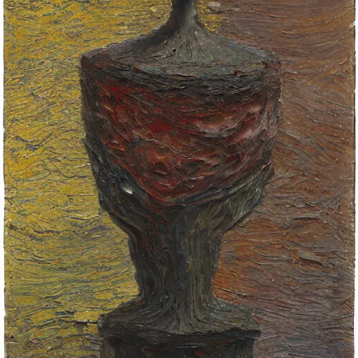 Prompt: a detailed, impasto painting by shaun tan and louise bourgeois of an abstract forgotten sculpture by ivan seal and the caretaker 1 8 9 9