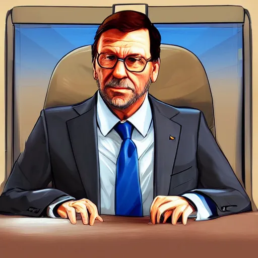 Prompt: mariano rajoy, gta v loading screen art,