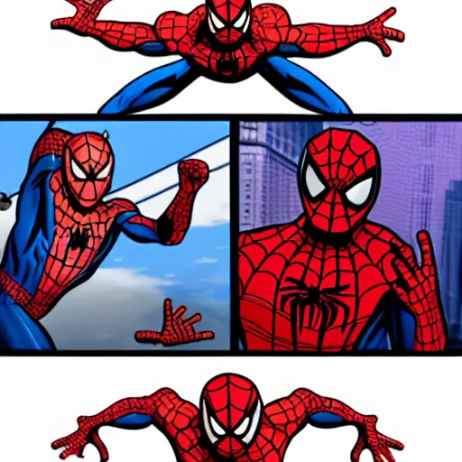 Image similar to spiderman in a four - frame meme by knowyourmeme