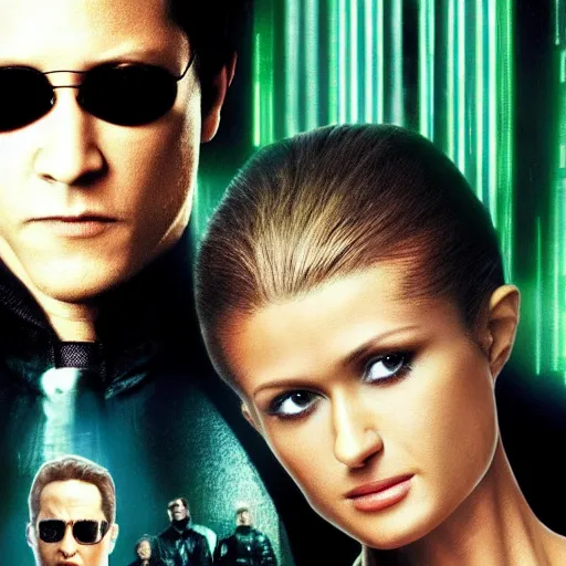 Image similar to New Movie Poster for Matrix Remake (2024) staring Rob Schneider and Paris Hilton