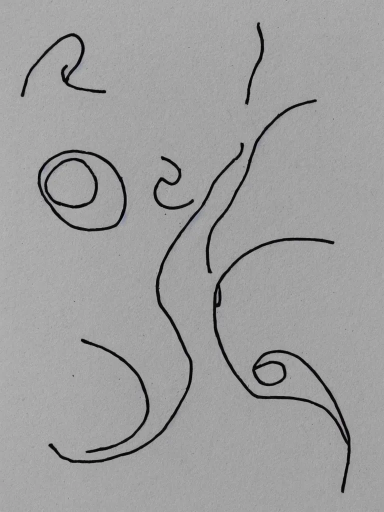 Image similar to minimal single line big marker tracing of an acorn that turns into a tree in the shape of a treble clef with a perceptual edge in the middle, single line drawing with small color explosions