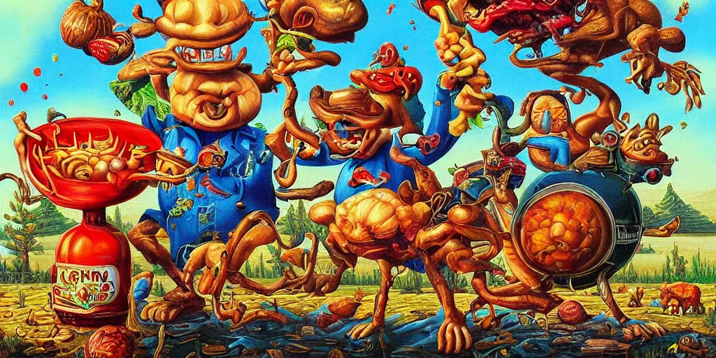 Image similar to simple composition refined oil painting lowbrow pop surreal masterpiece in the style of robert williams todd schorr perfect uncluttered composition,