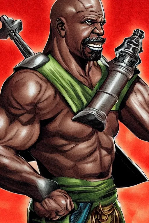 Image similar to Breathtaking comic book style of Terry crews portrayed as a Dungeons and Dragons berserker