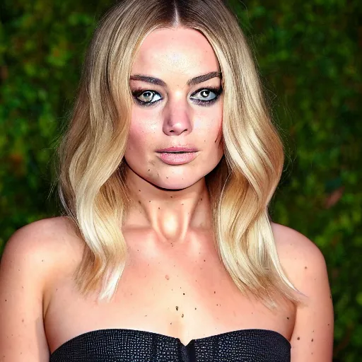 Prompt: a woman who is a genetic combination of jennifer lawrence margot robbie mila kunis lindsay lohan, medium shot, detailed eyes,