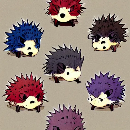 Image similar to baby hedgehogs in the style of cute anime