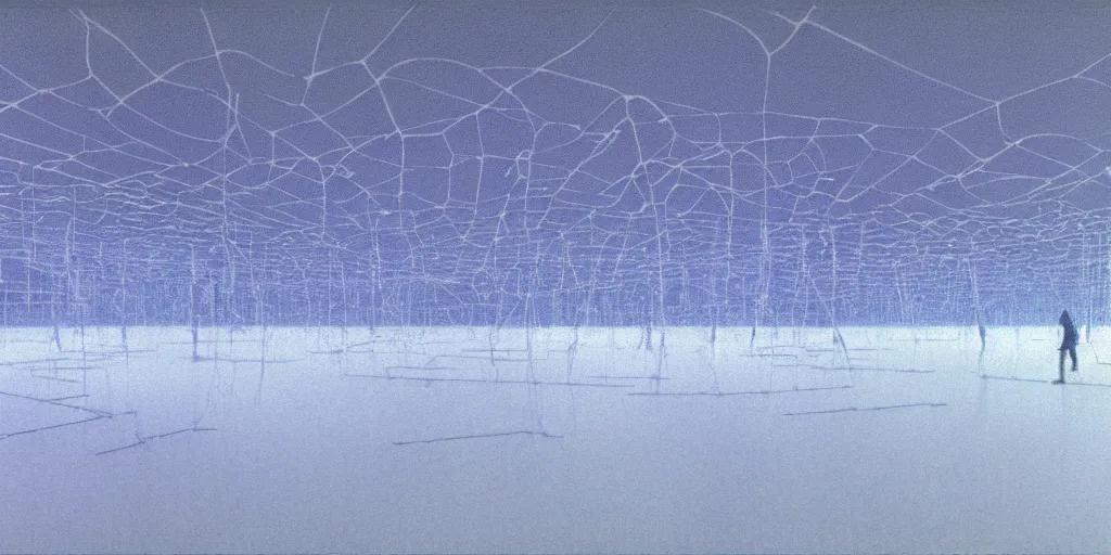 Image similar to grainy risograph matte painting of electric hooverboards flying over ice, a lot of mirror screens around, foggy, сovered web and cotton, by moebius, hyperrealism, intricate detailed