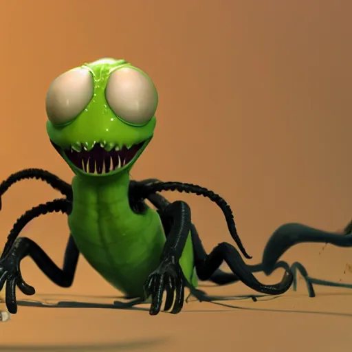 Prompt: venom in a bug's life ( 1 9 9 8 ), pixar, 3 d render, movie,