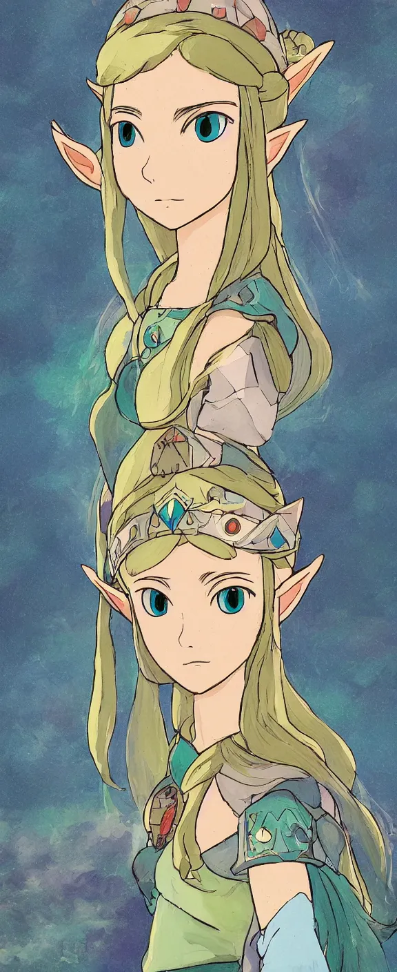 Image similar to princess zelda profile picture by Studio Ghibli , asymmetrical, positive vibes, Organic Painting , digital art, trending on artstation, Matte Painting, by Studio Ghibli:4