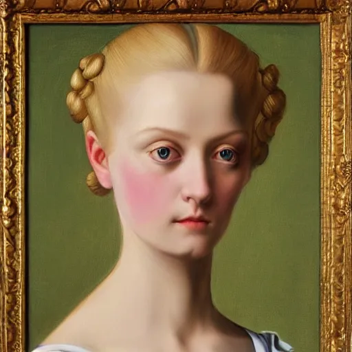 Image similar to blonde victorian princess, hyperrealism oil painting, jan van eyck